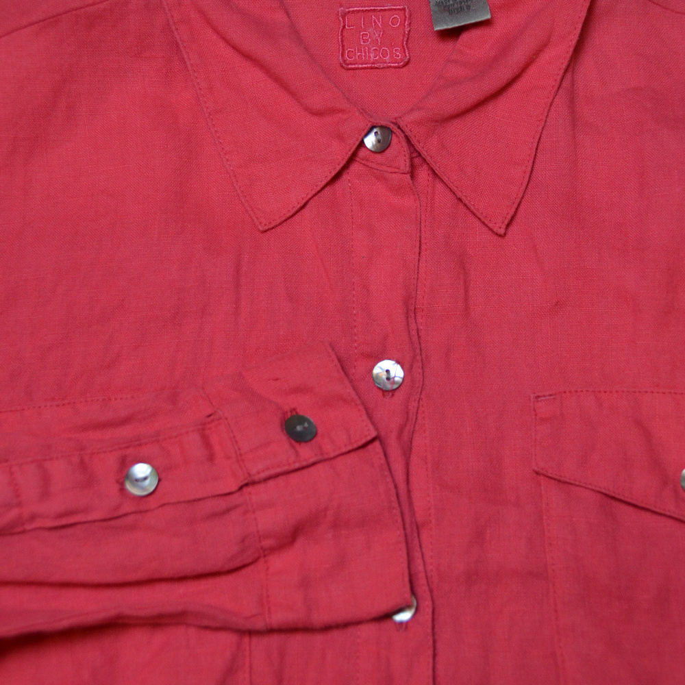 Shirt 100% Linen Long Sleeve Button Front